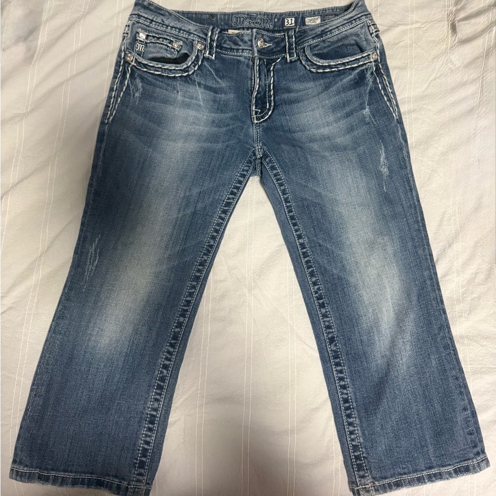 Miss Me Faded Blue Cropped Jeans